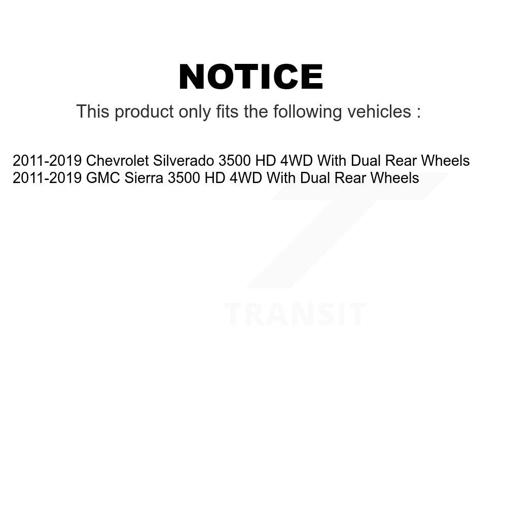 Front Wheel Bearing And Hub Assembly Pair For 2011-2019 Chevrolet Silverado 3500 HD GMC Sierra With Dual Rear Wheels 4WD K70-101491