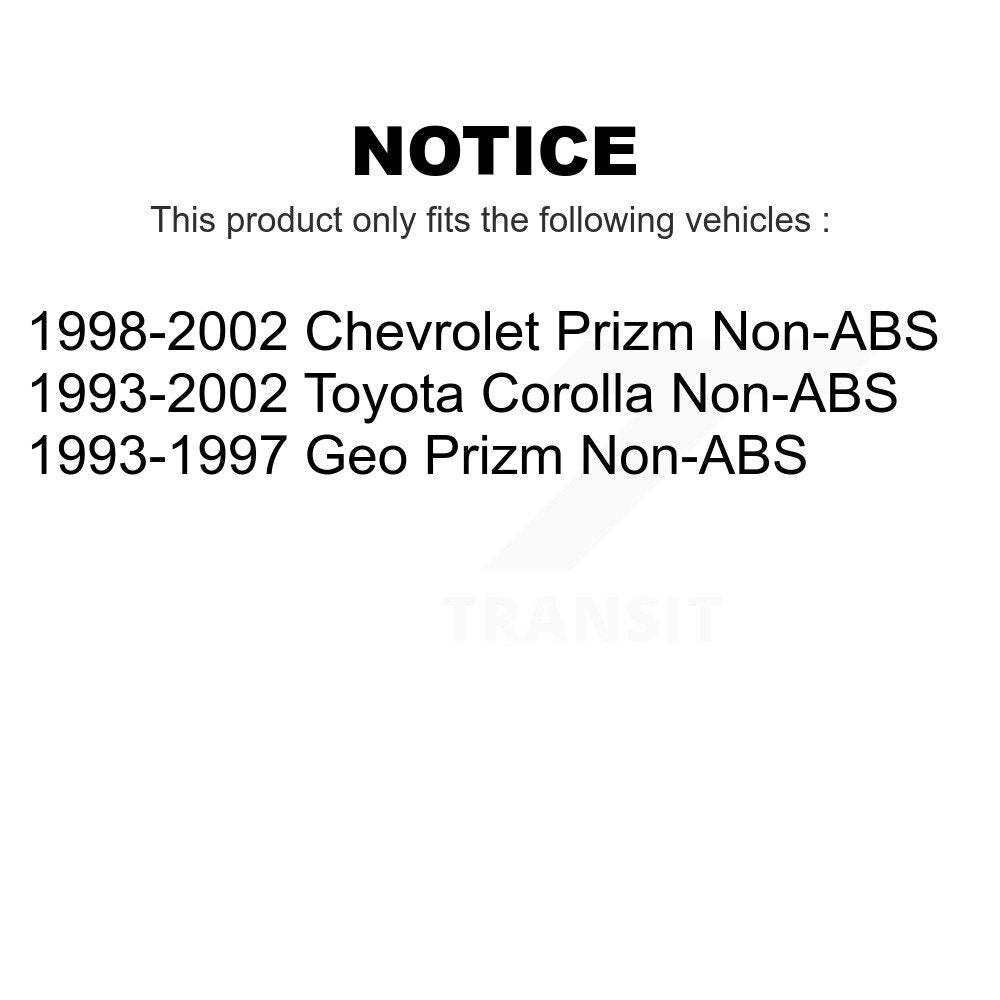 Front Rear Wheel Bearing And Hub Assembly Kit For Toyota Corolla Prizm Chevrolet Geo Non-ABS K70-101527
