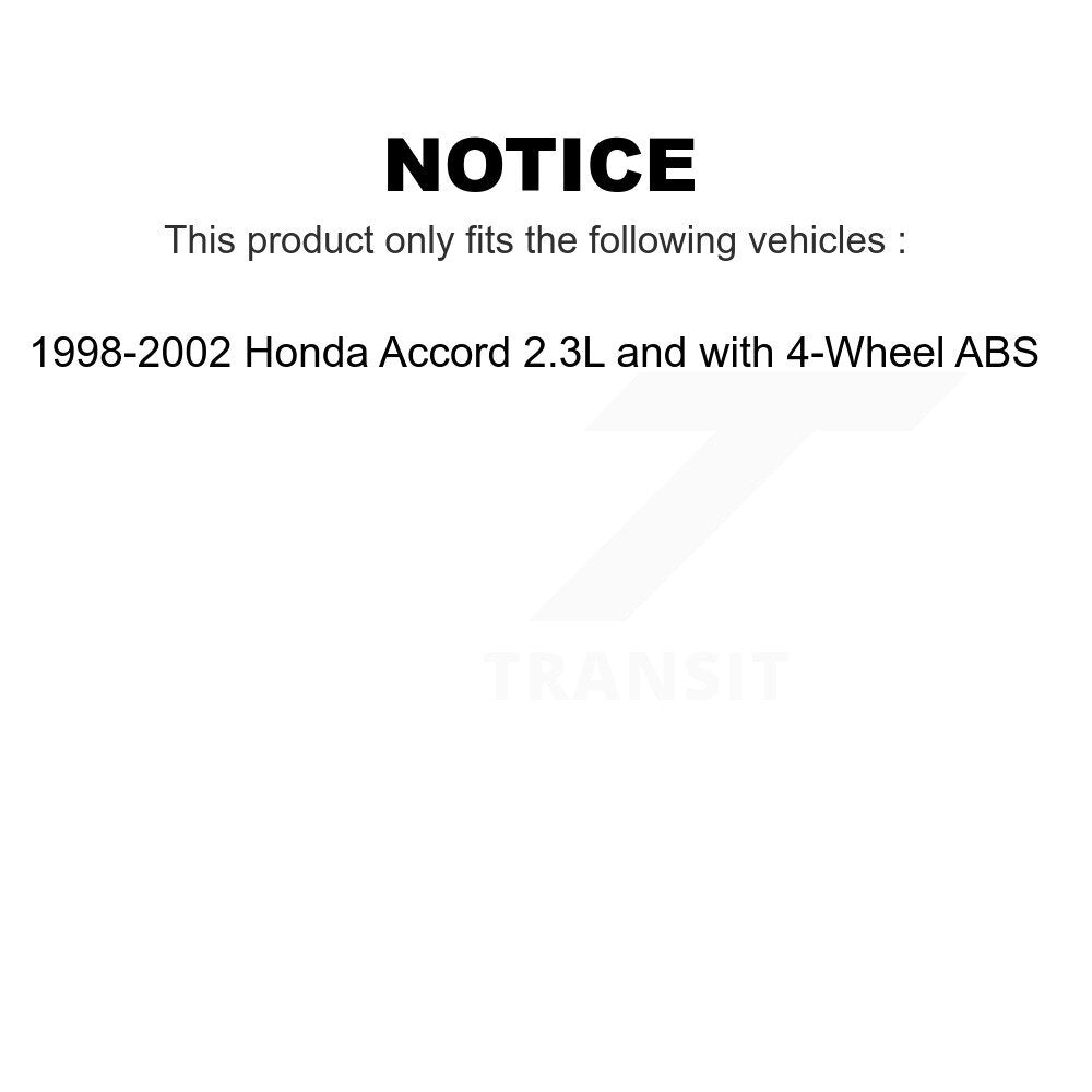 Front Rear Wheel Bearing And Hub Assembly Kit For 1998-2002 Honda Accord 2.3L with 4-Wheel ABS K70-101563