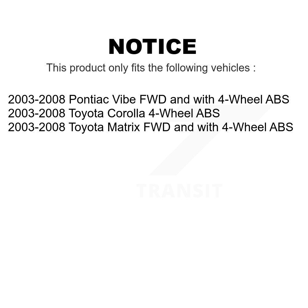Front Rear Wheel Bearing And Hub Assembly Kit For 2003-2008 Toyota Corolla Matrix Pontiac Vibe K70-101600