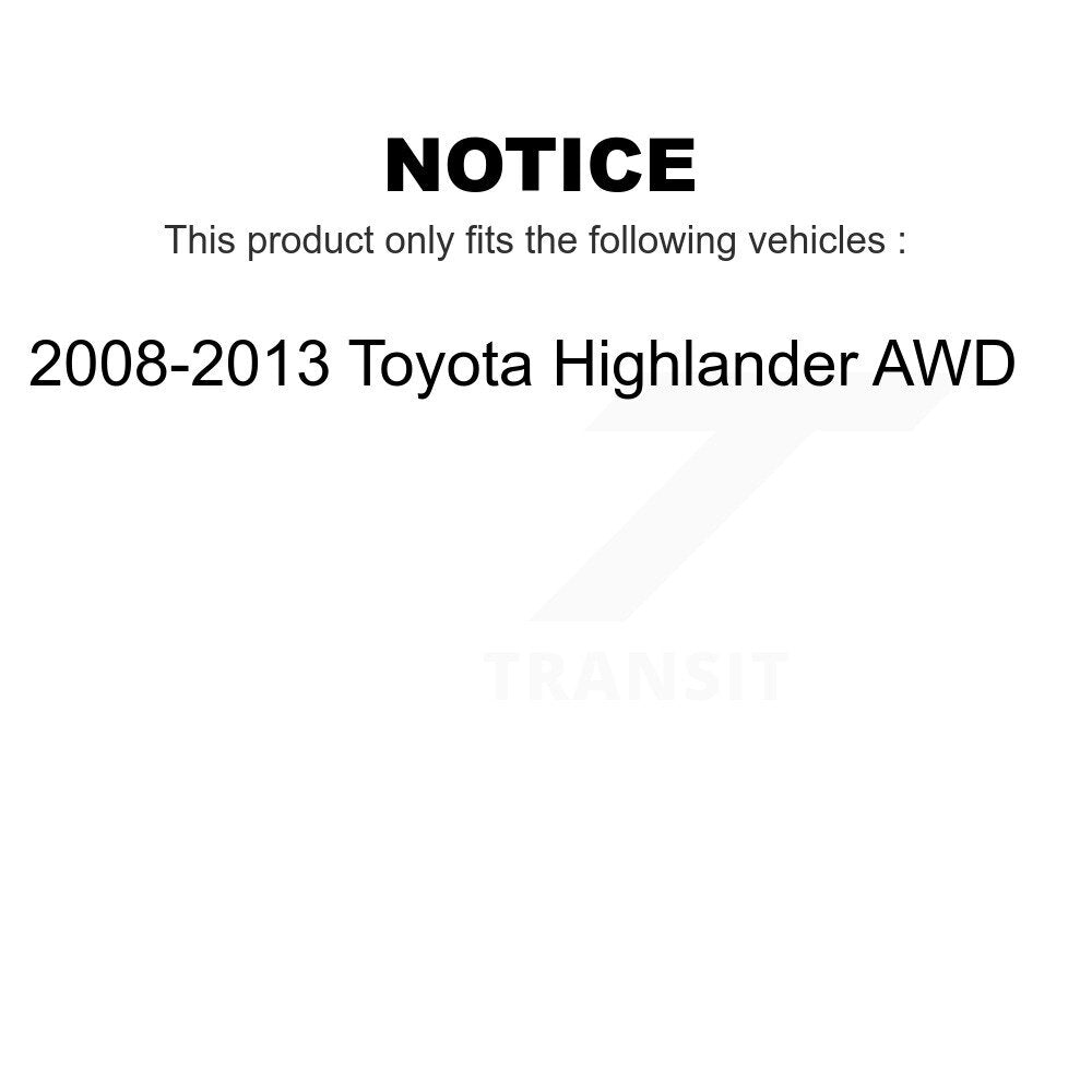 Front Rear Wheel Bearing And Hub Assembly Kit For 2008-2013 Toyota Highlander AWD K70-101662
