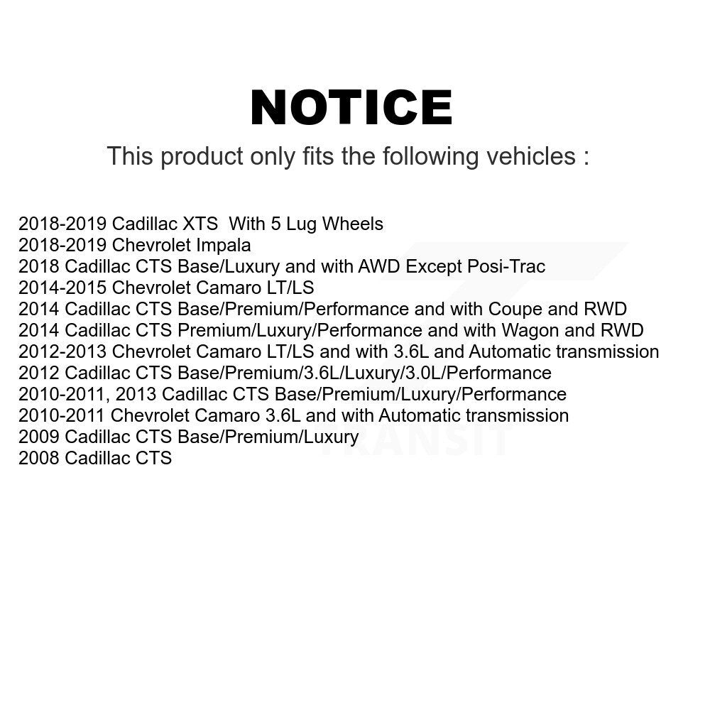 Front Rear Wheel Bearing & Hub Assembly Kit For Chevrolet Camaro Cadillac CTS Impala XTS K70-101737