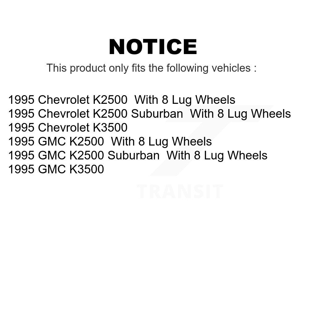 Front Wheel Bearing And Hub Assembly Kit For 1995-1995 Chevrolet K2500 GMC K3500 Suburban K70-101756