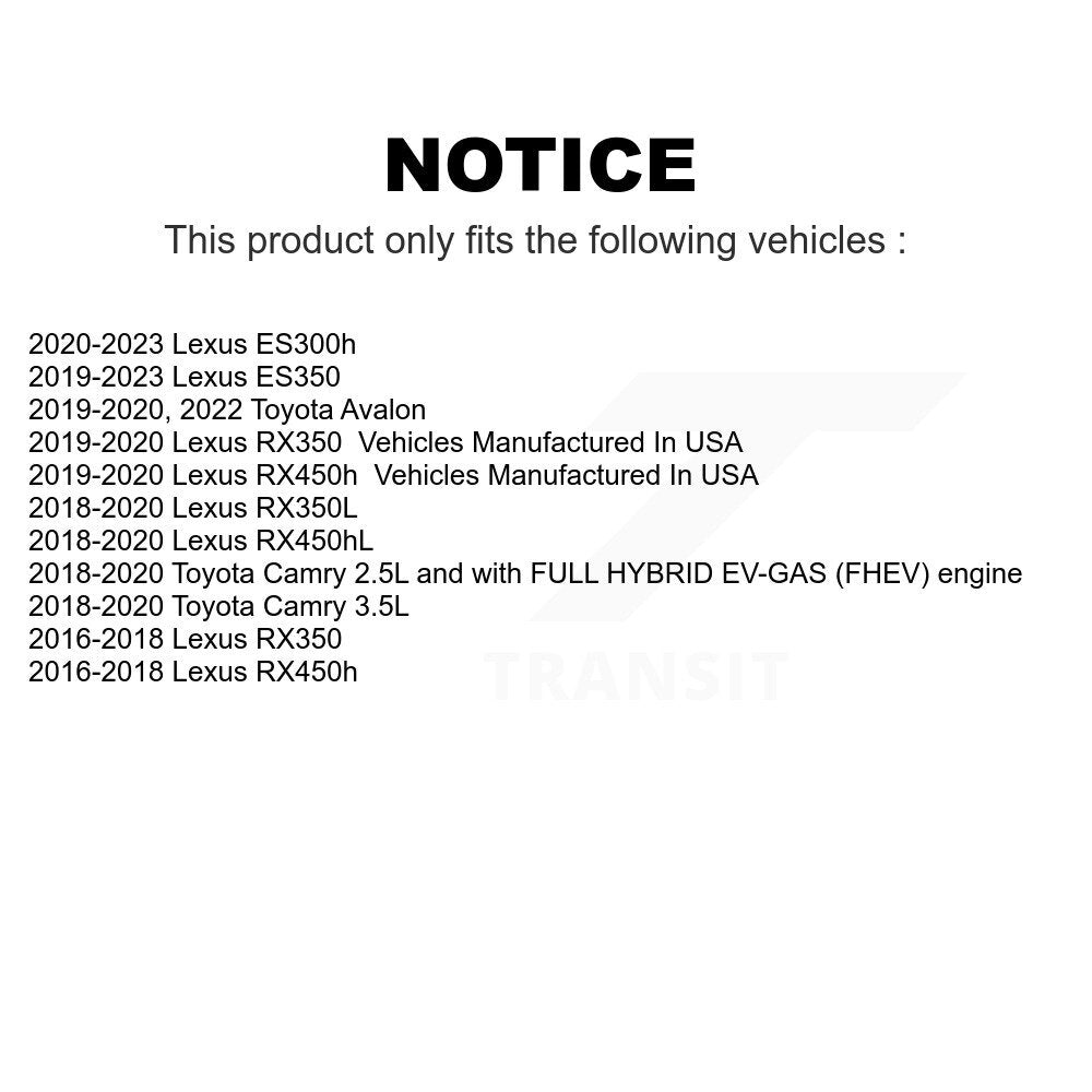 Front Wheel Bearing And Hub Assembly Pair For Toyota Camry Lexus RX350 ES350 RX450h Avalon RX350L RX450hL ES300h K70-101869