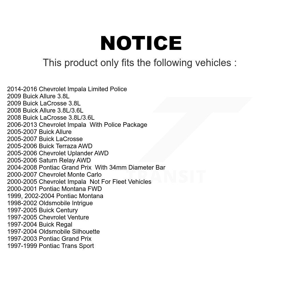 Front Control Arm Ball Joint Link Kit For Chevrolet Impala Buick Pontiac Grand Prix Century LaCrosse Monte Carlo Venture Limited Regal Oldsmobile Montana Uplander Intrigue Silhouette Saturn K72-100073