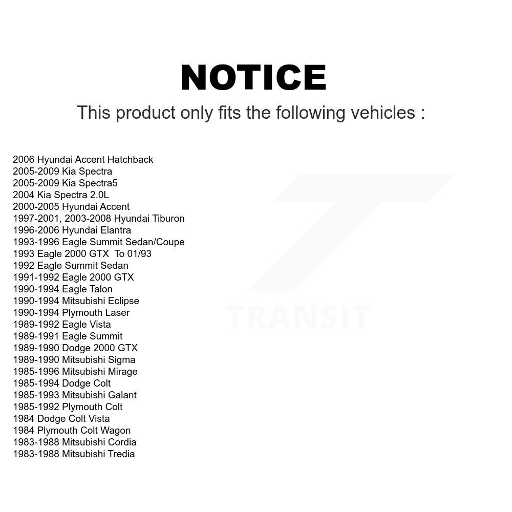 Front Suspension Ball Joints Pair For Hyundai Elantra Kia Spectra Accent Tiburon Spectra5 Mitsubishi Colt Eagle Plymouth Eclipse Talon Mirage Dodge Galant Summit Laser Cordia Tredia Sigma Vista 2000 GTX K72-100431