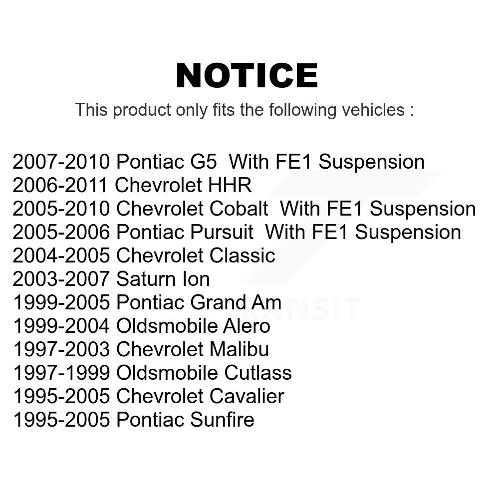 Front Lower Rearward Rearwardward Suspension Control Arm Bushing Pair For Chevrolet Cobalt Cavalier Pontiac HHR Grand Am Saturn Ion Malibu Oldsmobile Alero Sunfire Classic G5 Cutlass Pursuit K72-100870