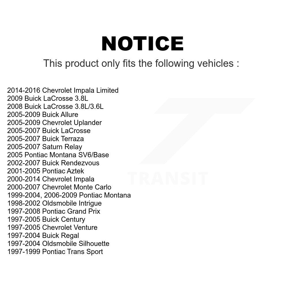Front Suspension Strut Shock Mounting Pair For Chevrolet Impala Buick Pontiac Grand Prix Century LaCrosse Rendezvous Monte Carlo Venture Uplander Limited Regal Montana Oldsmobile Intrigue Silhouette Aztek Terraza Saturn Relay Trans Sport Allure K73-100100