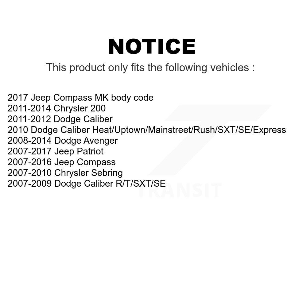 Rear Suspension Strut Shock Mounting Pair For Jeep Dodge Patriot Chrysler Compass Avenger 200 Caliber Sebring K73-100209