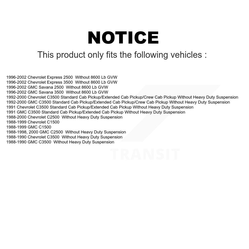 Front Rear Suspension Shock Absorber Kit For Chevrolet C1500 GMC C2500 C3500 Express 3500 2500 Savana K78-100178