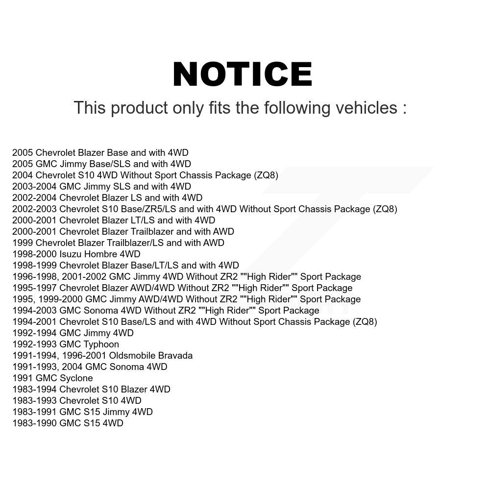 Front Rear Suspension Shock Absorber Kit For Chevrolet S10 Blazer GMC Sonoma Jimmy Oldsmobile Bravada S15 Isuzu Hombre Typhoon Syclone K78-100181