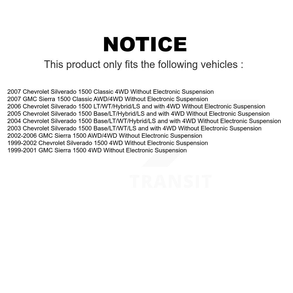 Front Rear Suspension Shock Absorber Kit For Chevrolet Silverado 1500 GMC Sierra Classic Without Electronic K78-100191