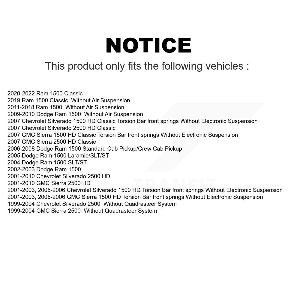 Rear Suspension Shock Absorber Pair For Ram 1500 Dodge Chevrolet Silverado 2500 HD GMC Sierra Classic K78-100277