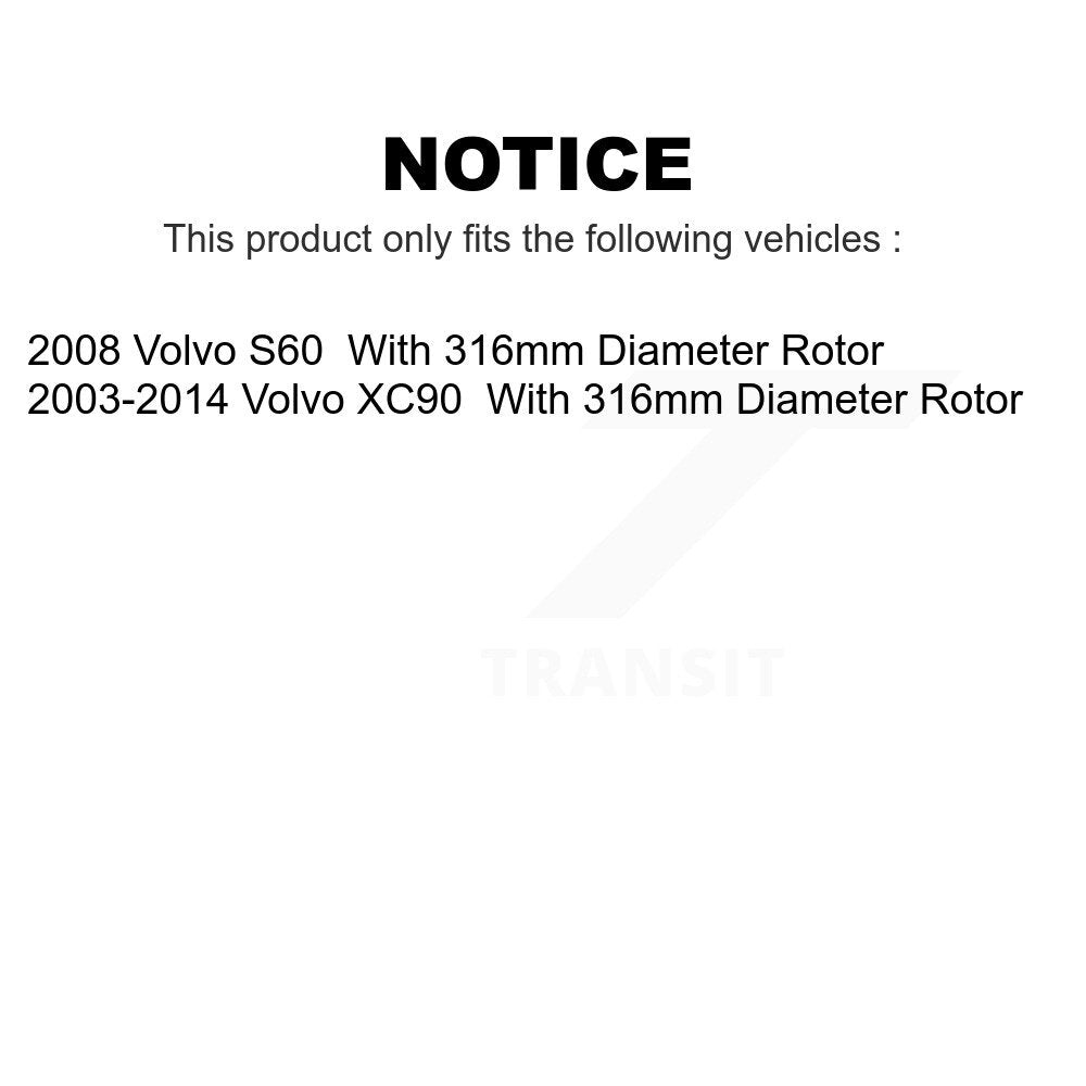 Front Disc Brake Rotors Pair For Volvo XC90 S60 With 316mm Diameter Rotor K8-100377