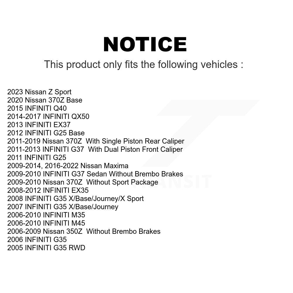 Rear Disc Brake Rotors Pair For Nissan INFINITI Maxima G37 G35 M35 370Z 350Z QX50 EX35 G25 M45 Q40 EX37 Z K8-100814