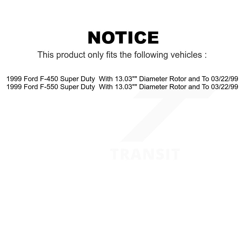Front Rear Disc Brake Rotors Kit For 1999-1999 Ford F-450 Super Duty F-550 With 13.03" Diameter Rotor To 03/22/99 K8-101088