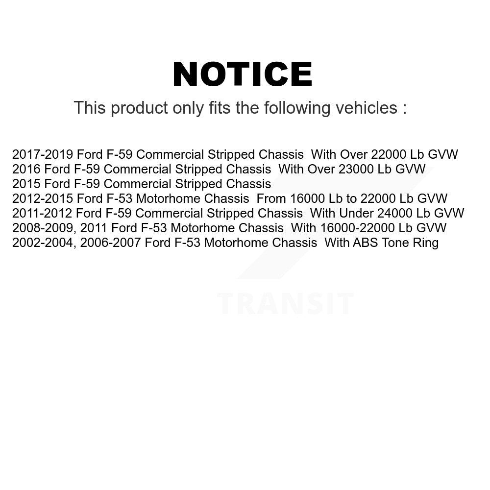 Front Rear Disc Brake Rotors Kit For Ford F59 F-53 Motorhome Chassis F-59 Commercial Stripped K8-101091