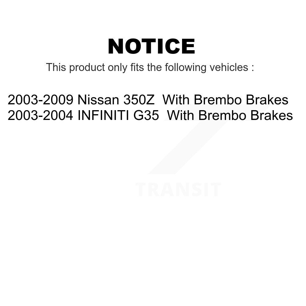 Front Rear Disc Brake Rotors Kit For Nissan 350Z Infiniti G35 INFINITI With Brembo Brakes K8-101375