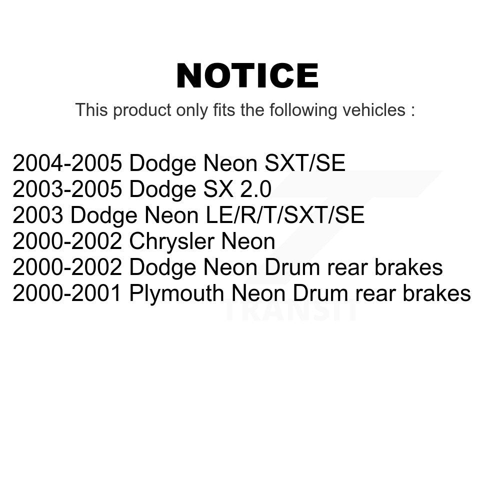 Front Rear Disc Brake Rotors Drums Kit For Neon Dodge Plymouth Chrysler SX 2.0 K8-102114