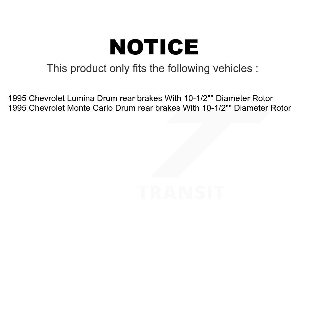 Front Rear Disc Brake Rotors Drums Kit For 1995-1995 Chevrolet Lumina Monte Carlo With 10-1/2" Diameter Rotor Drum rear brakes K8-102137