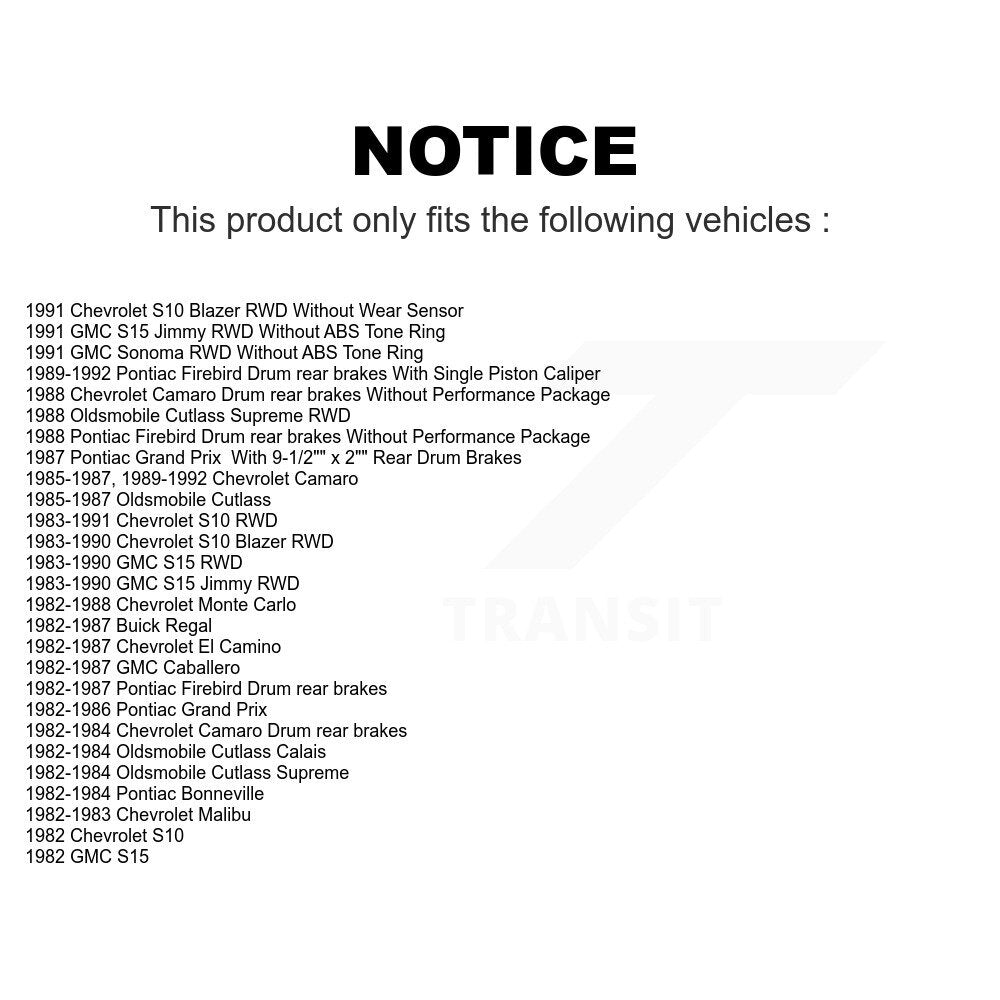 Front Rear Disc Brake Rotors Drums Kit For Chevrolet S10 Camaro Pontiac Monte Carlo GMC Firebird Blazer El Camino Buick Regal S15 Oldsmobile Cutlass Supreme Jimmy Sonoma Grand Prix Caballero Calais Malibu Bonneville K8-102203