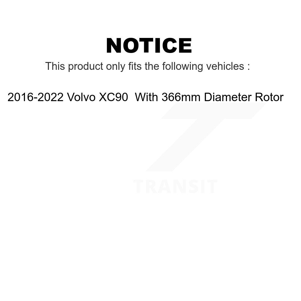 Front Disc Brake Rotors Pair For 2016-2022 Volvo XC90 With 366mm Diameter Rotor K8-102303