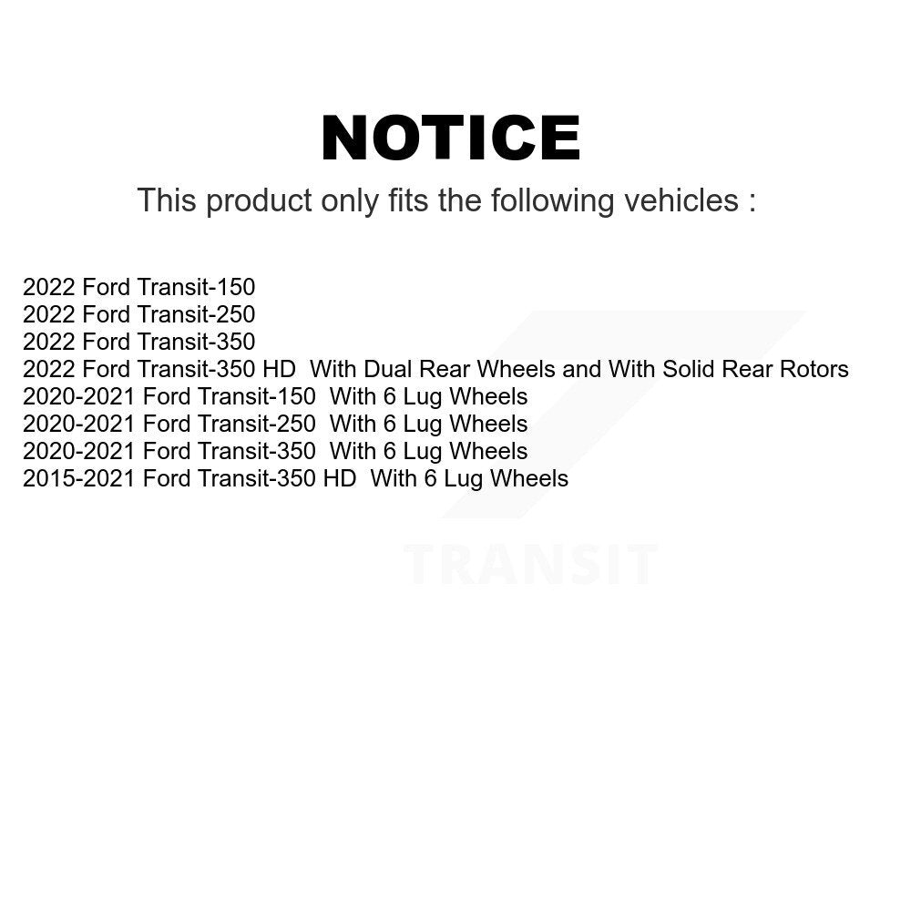Rear Disc Brake Rotors Pair For Ford Transit-350 HD Transit-250 Transit-150 K8-102332