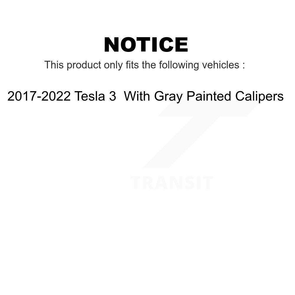 Rear Disc Brake Rotors Pair For 2017-2022 Tesla 3 With Gray Painted Calipers K8-102387