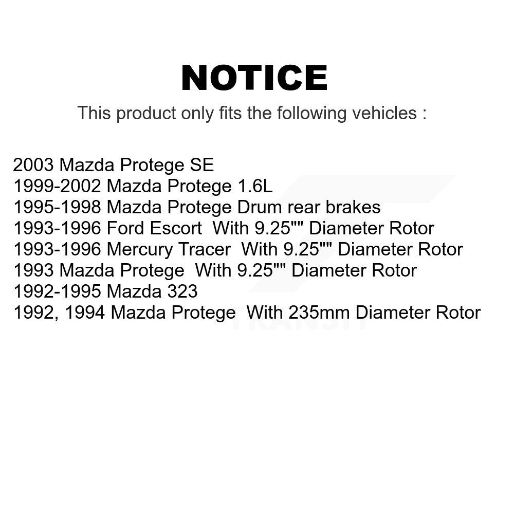 Front Rear Disc Brake Rotors Drums Kit For Mazda Protege Ford Escort Mercury Tracer 323 K8-102407