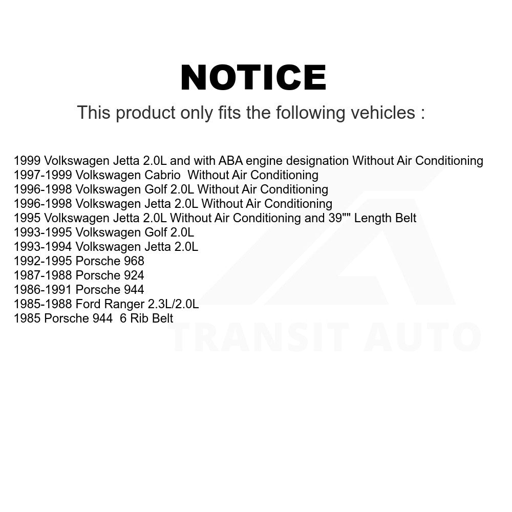 and Serpentine Belt KBR-5060390 For Ford Ranger Volkswagen Jetta Porsche 944 Golf Cabrio 968 924