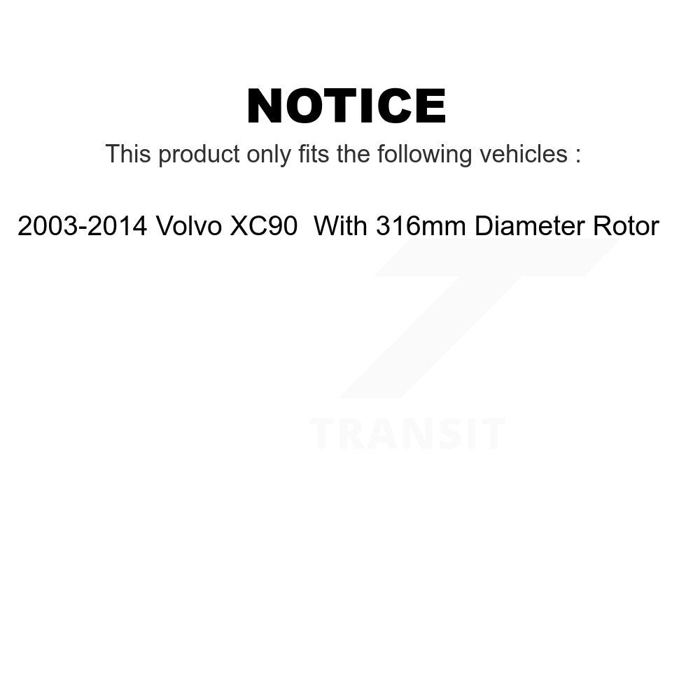 Front Rear Ceramic Brake Pads Kit For 2003-2014 Volvo XC90 With 316mm Diameter Rotor KCX-100213