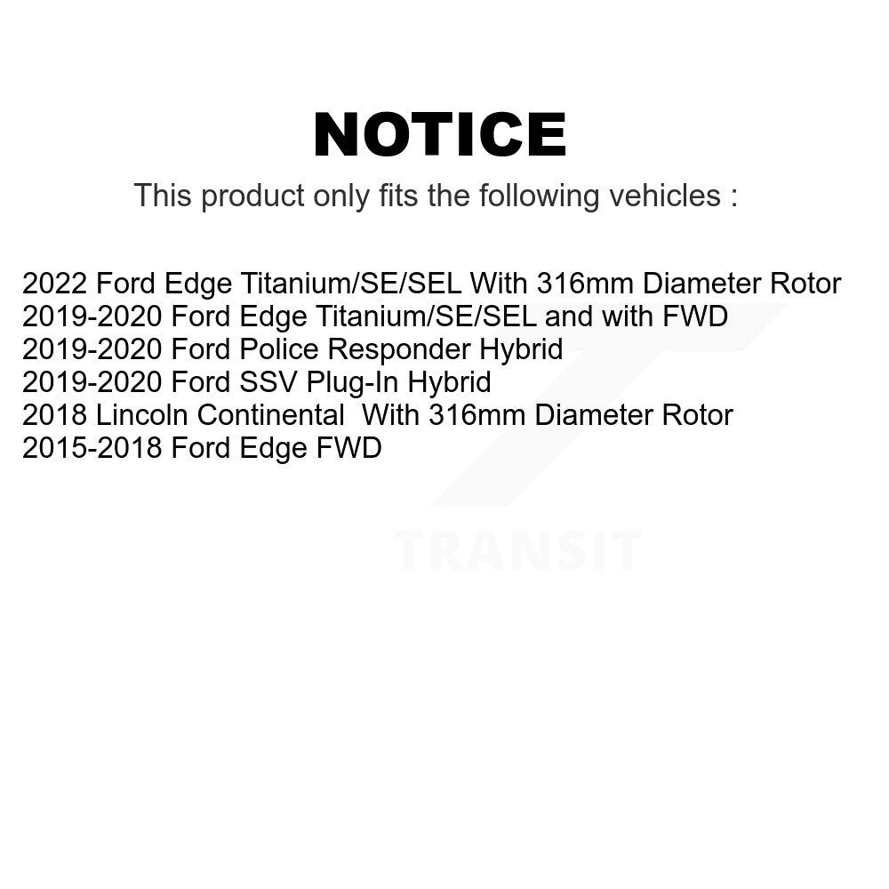 Front Coated Drilled Slotted Disc Brake Rotors Pair For Ford Edge Lincoln Continental Police Responder Hybrid SSV Plug-In KD-100023