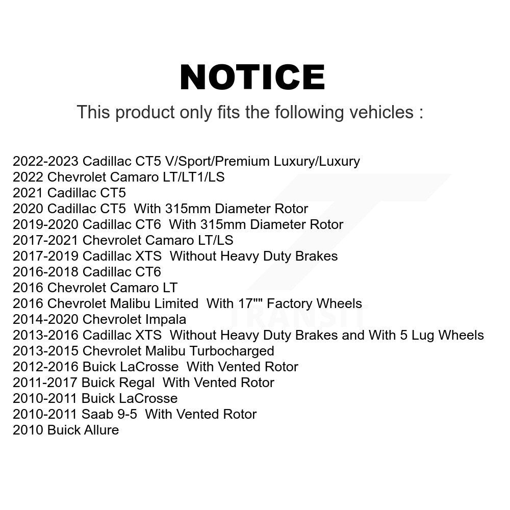 Rear Coated Drilled Slotted Disc Brake Rotors Pair For Chevrolet Malibu Buick Impala LaCrosse Camaro Cadillac Regal XTS Limited CT6 Saab 9-5 CT5 Allure KD-100112