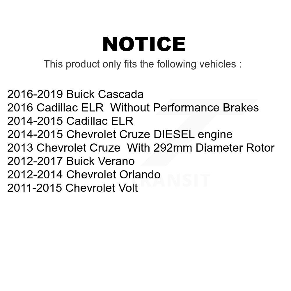 Rear Coated Drilled Slotted Disc Brake Rotors Pair For Chevrolet Cruze Buick Verano Volt Cascada Cadillac ELR Orlando KD-100114