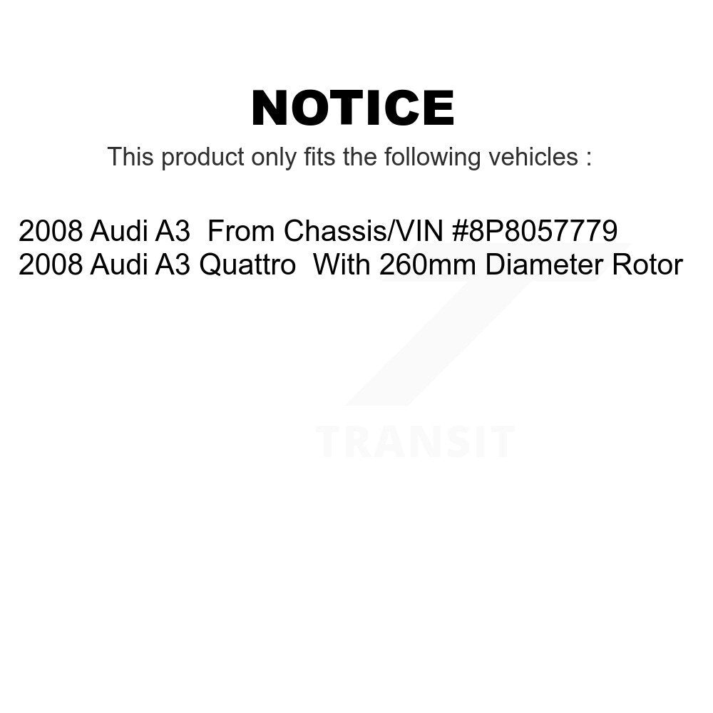 Front Rear Coated Drilled Slotted Disc Brake Rotors Kit For 2008-2008 Audi A3 Quattro KD-100278