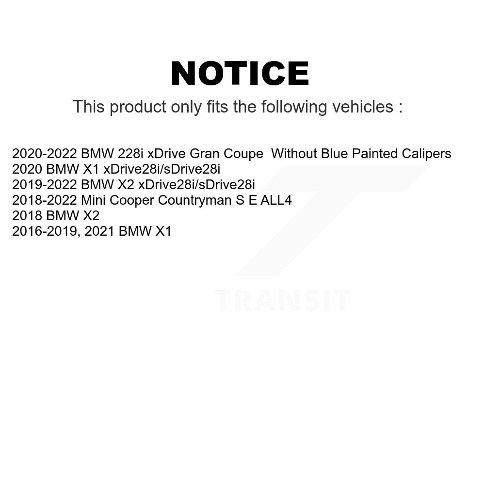 Front Rear Coated Drilled Slotted Disc Brake Rotors Kit For BMW X1 Mini Cooper Countryman X2 228i xDrive Gran Coupe KD-100515