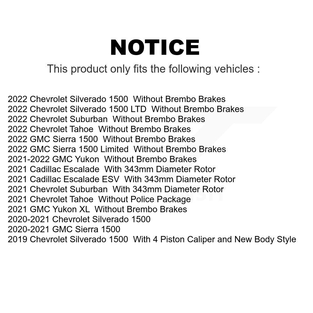 Front Rear Coated Drilled Slotted Disc Brake Rotors Kit For Chevrolet Silverado 1500 GMC Sierra Cadillac Tahoe Yukon Suburban Escalade XL ESV LTD Limited KD-100595