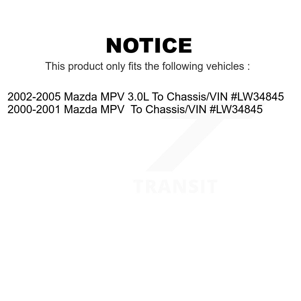 Air And Cabin Filters Kit For Mazda MPV To Chassis VIN #LW34845 KFL-100251