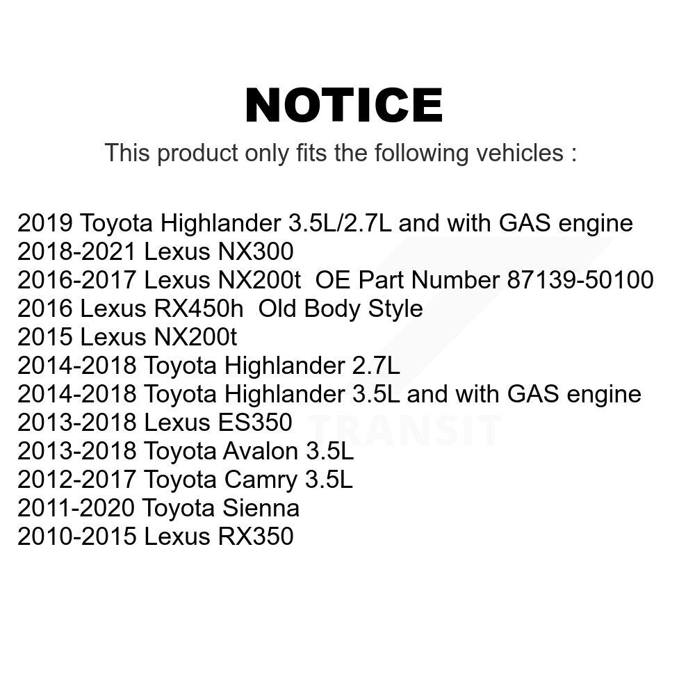 Air And Cabin Filters Kit For Toyota Camry Highlander Lexus Sienna RX350 ES350 Avalon NX200t NX300 RX450h KFL-100600