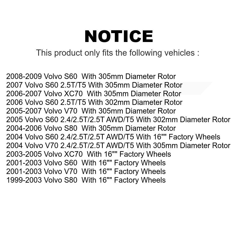 Front Coated Disc Brake Rotors Pair For Volvo S60 V70 XC70 S80 KG-100184