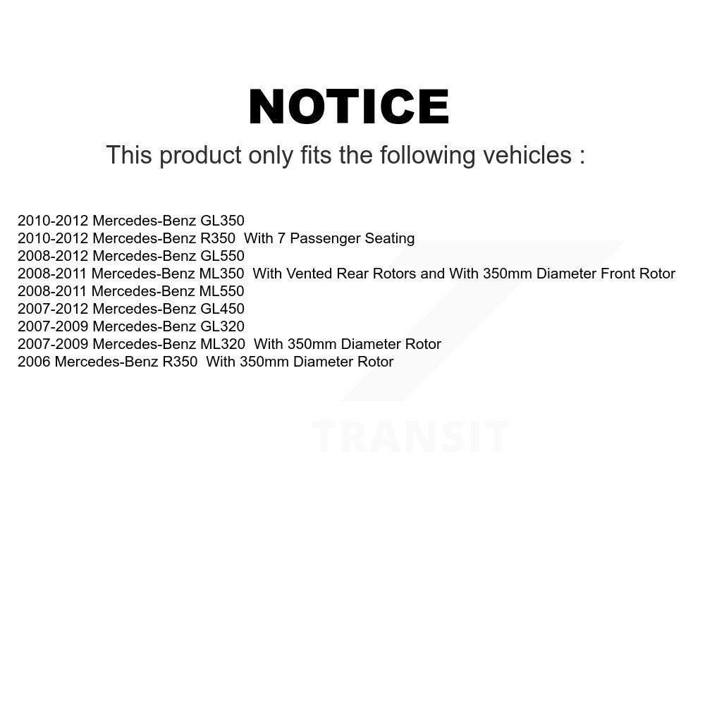 Front Coated Disc Brake Rotors Pair For Mercedes-Benz ML350 GL450 R350 GL550 ML320 GL350 ML550 GL320 KG-100247