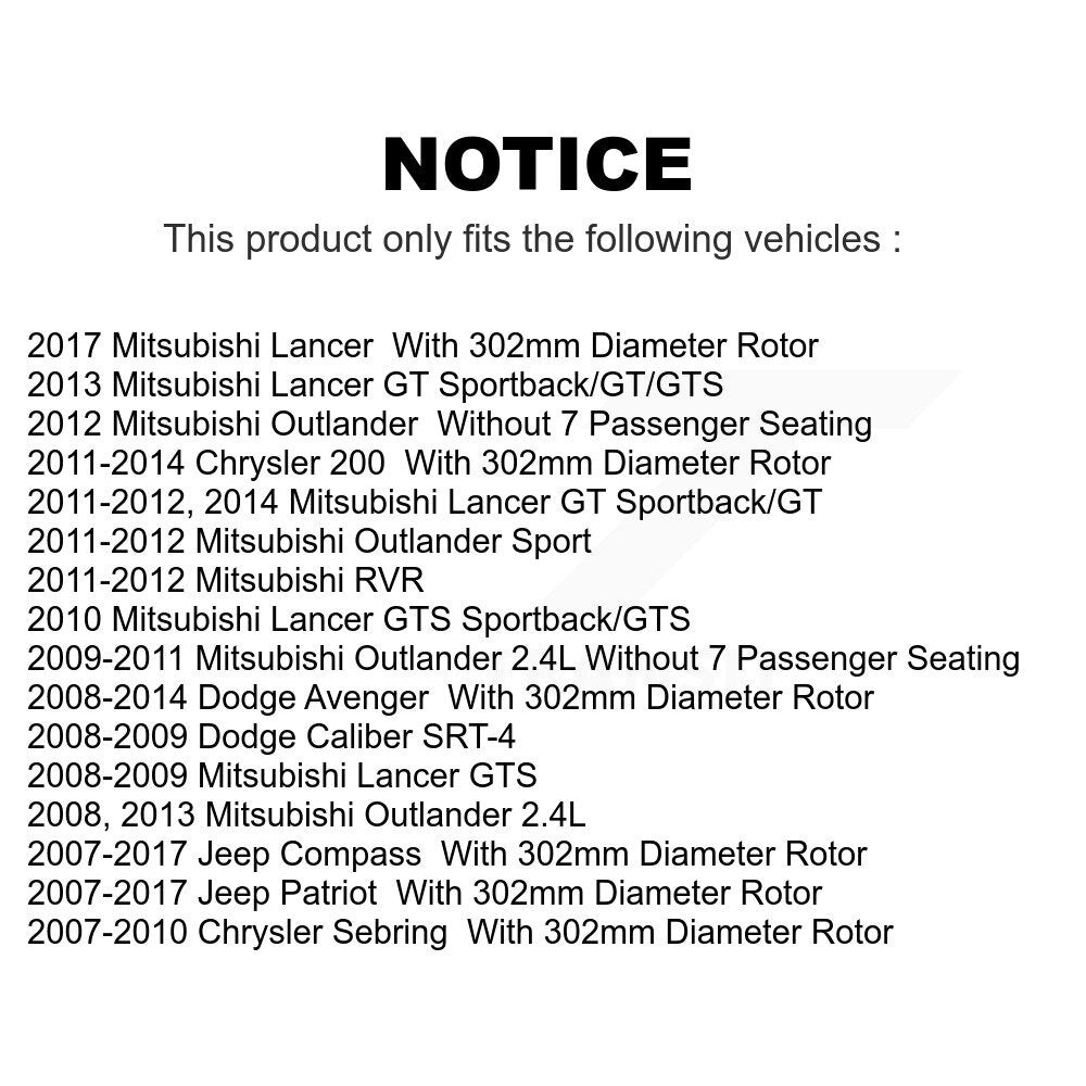 Rear Coated Disc Brake Rotors Pair For Jeep Patriot Dodge Chrysler Compass Avenger 200 Mitsubishi Sebring Lancer Caliber Outlander Sport RVR KG-100478