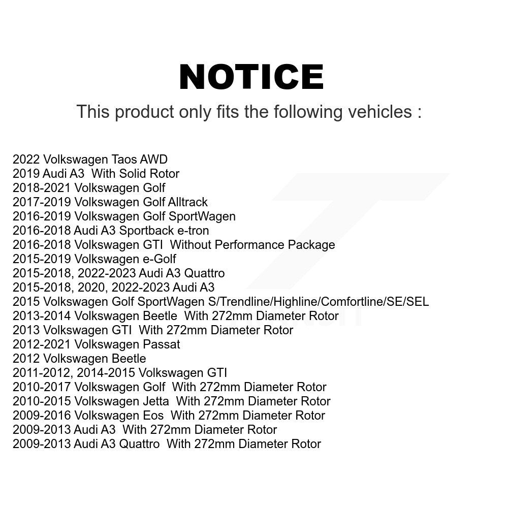 Rear Coated Disc Brake Rotors Pair For Volkswagen Jetta Passat GTI Audi Golf Beetle A3 SportWagen Quattro Eos Alltrack e-Golf Sportback e-tron Taos KG-100630