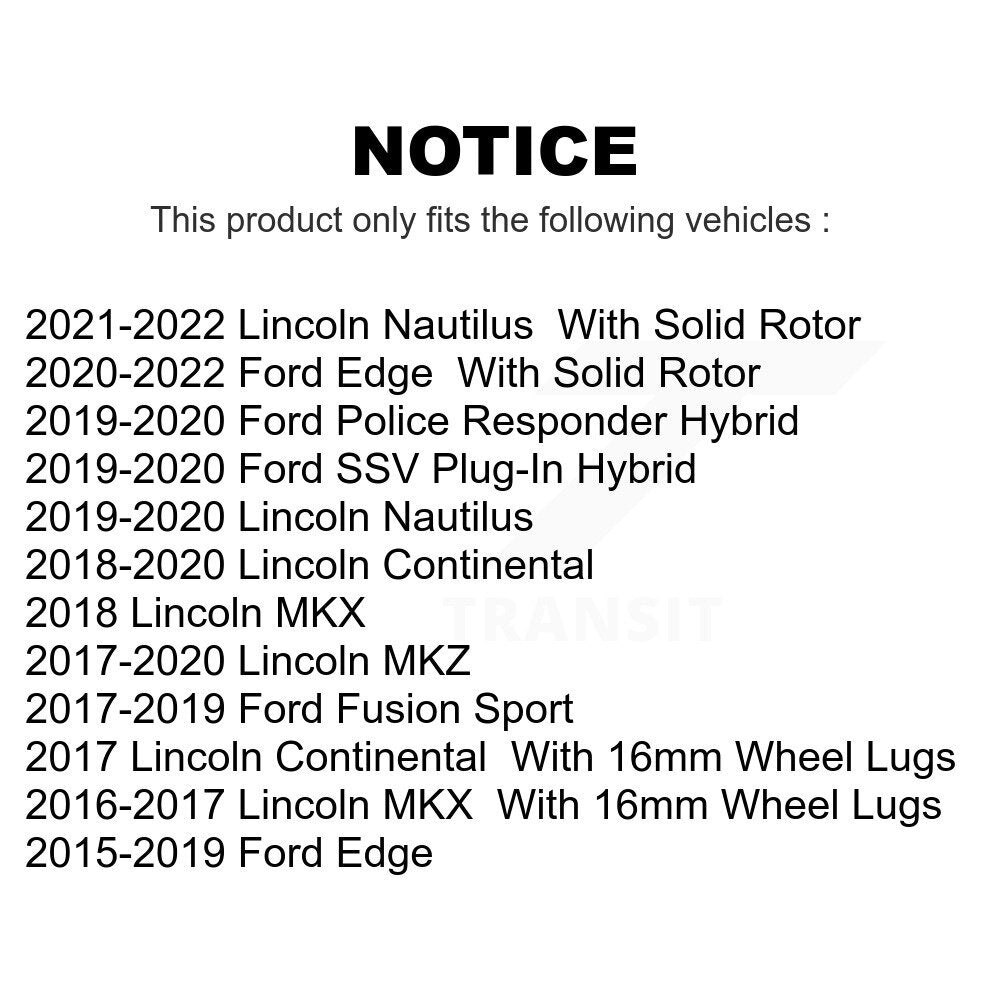 Rear Coated Disc Brake Rotors Pair For Ford Edge Fusion Lincoln MKX MKZ Nautilus Continental Police Responder Hybrid SSV Plug-In KG-100684