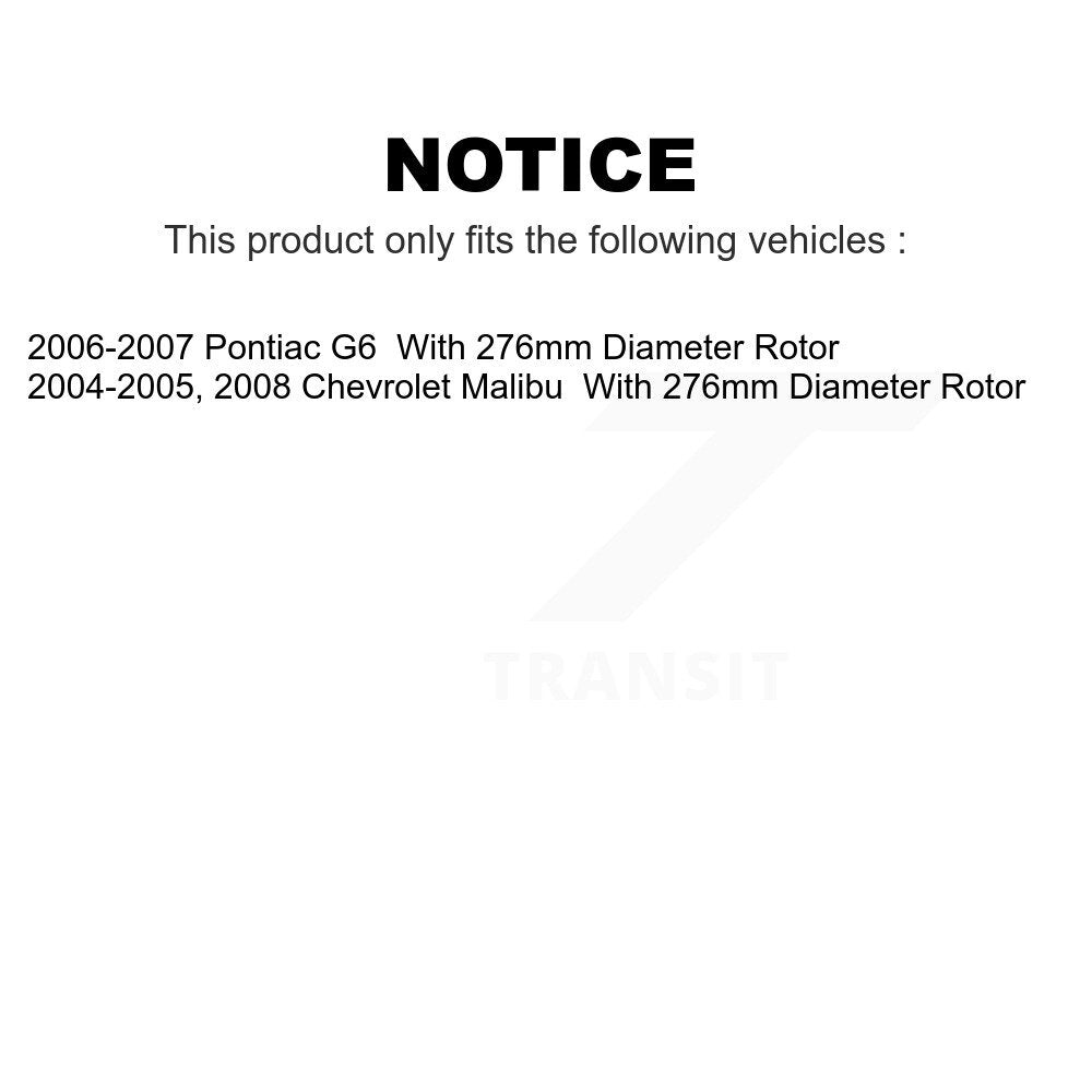 Front Rear Coated Disc Brake Rotors Kit For Chevrolet Malibu Pontiac G6 With 276mm Diameter Rotor KG-100714
