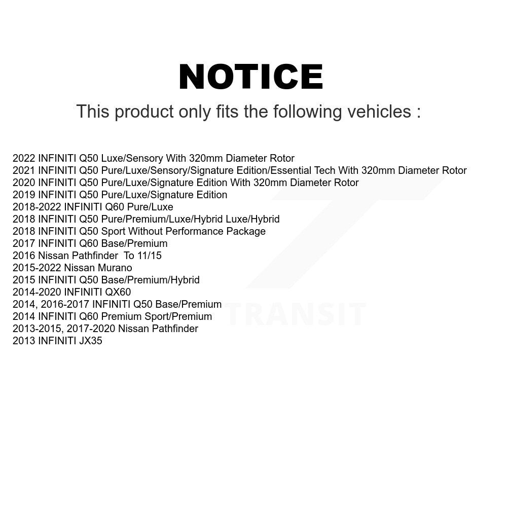 Front Rear Coated Disc Brake Rotors Kit For Nissan INFINITI Pathfinder Murano QX60 Q50 JX35 Q60 KG-101172