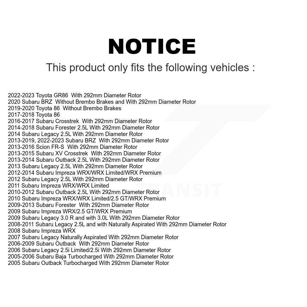 Front Coated Disc Brake Rotors Pair For Subaru Forester Outback Impreza Legacy XV Crosstrek Scion FR-S BRZ Toyota 86 Baja GR86 KG-101321