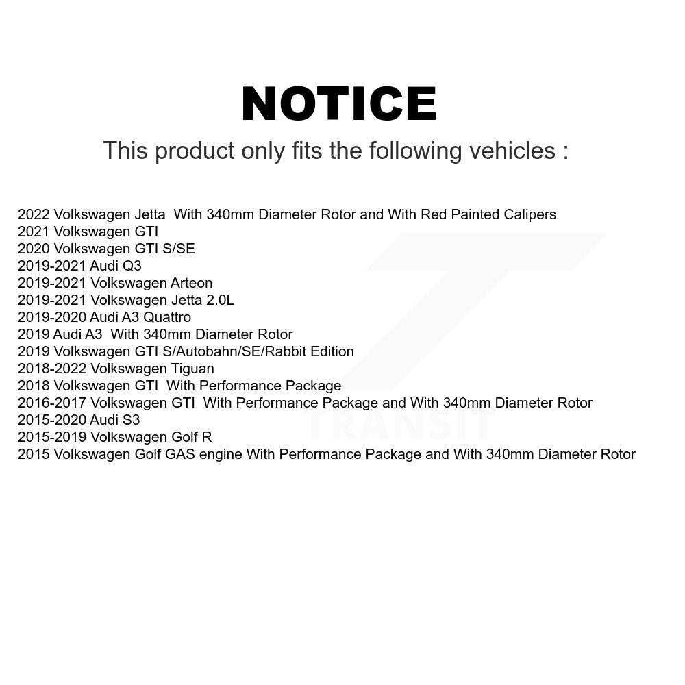 Front Coated Disc Brake Rotors Pair For Volkswagen Tiguan Jetta GTI Audi Golf R S3 Q3 A3 Arteon Quattro KG-101328