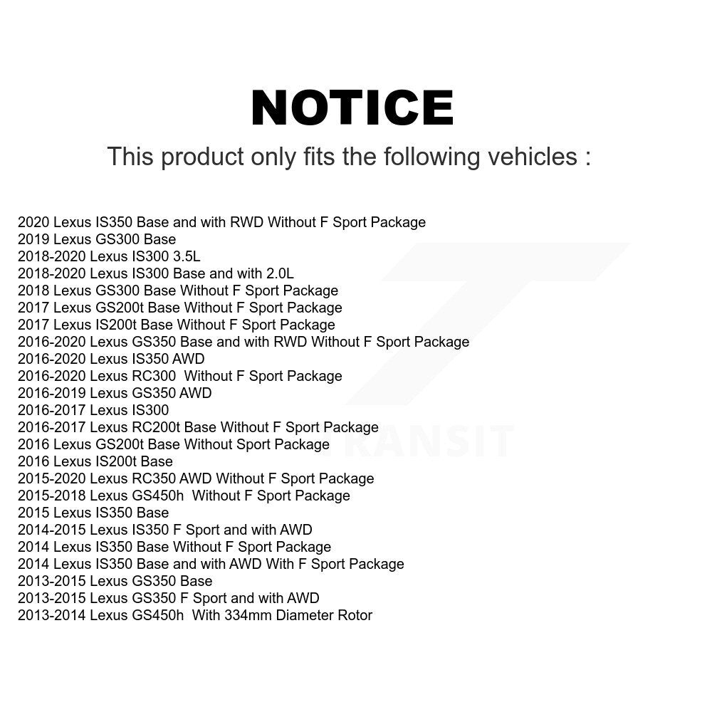 Front Rear Coated Disc Brake Rotors And Hub Assembly Kit For Lexus GS350 IS300 IS200t IS350 RC350 RC300 RC200t GS300 GS200t GS450h KG-101475
