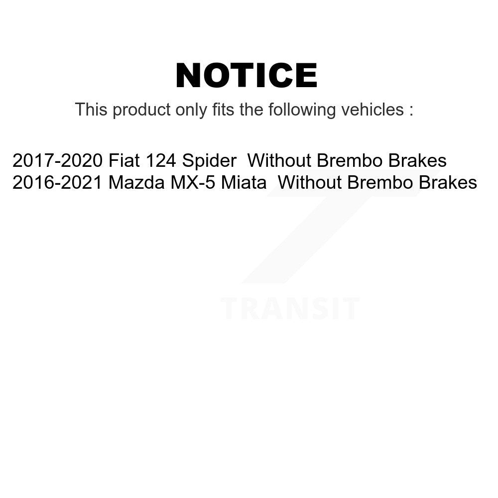 Front Rear Coated Disc Brake Rotors Kit For Mazda MX-5 Miata Fiat 124 Spider Without Brembo Brakes KG-101528